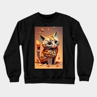 Cute Cat Portrait Paper Art Style Crewneck Sweatshirt